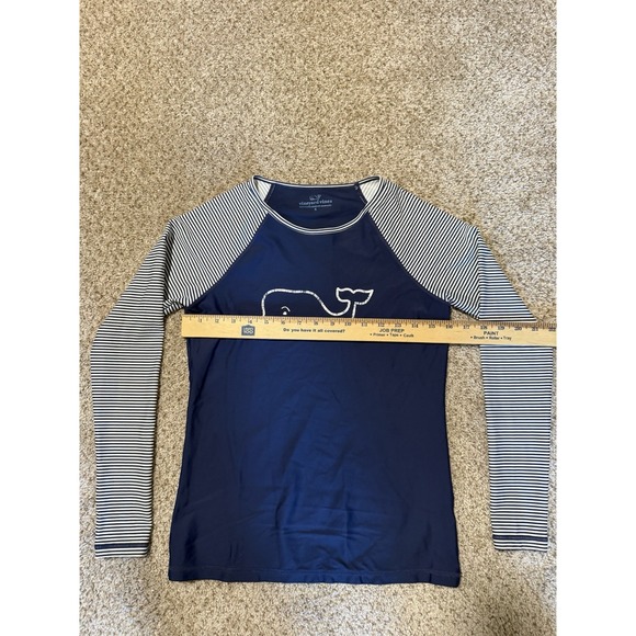 Vineyard Vines Rash Guard Swim Shirt Womens Small Blue White Whale Striped - Picture 5 of 6